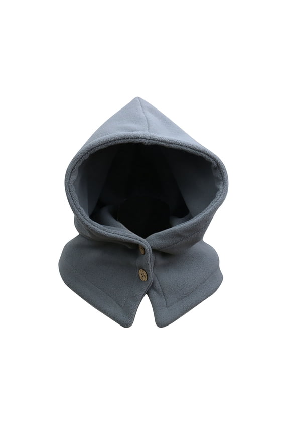 Women’s Integrated Hooded Neck Wrap Dual-Button Closure Loose Summit for Riverside Walks Gray