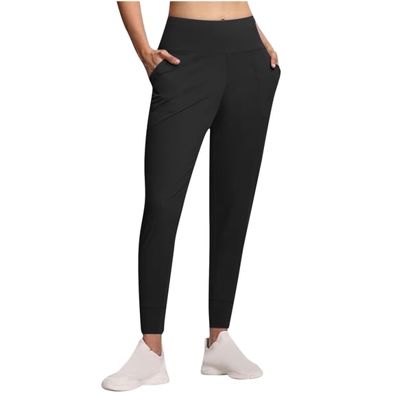 Mwjwdo Women's Joggers Pants Lightweight Athletic Leggings Tapered Lounge Pants for Workout, Yoga, Running Black XL
