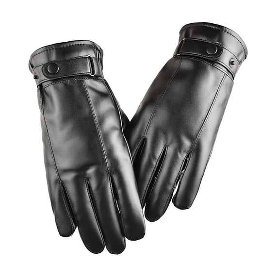 Mwjwdo Women’s Lined Commute Full-Finger Gloves Snap Strap Cuff Neat Five-Finger Seam Cut for City Transit Runs Black