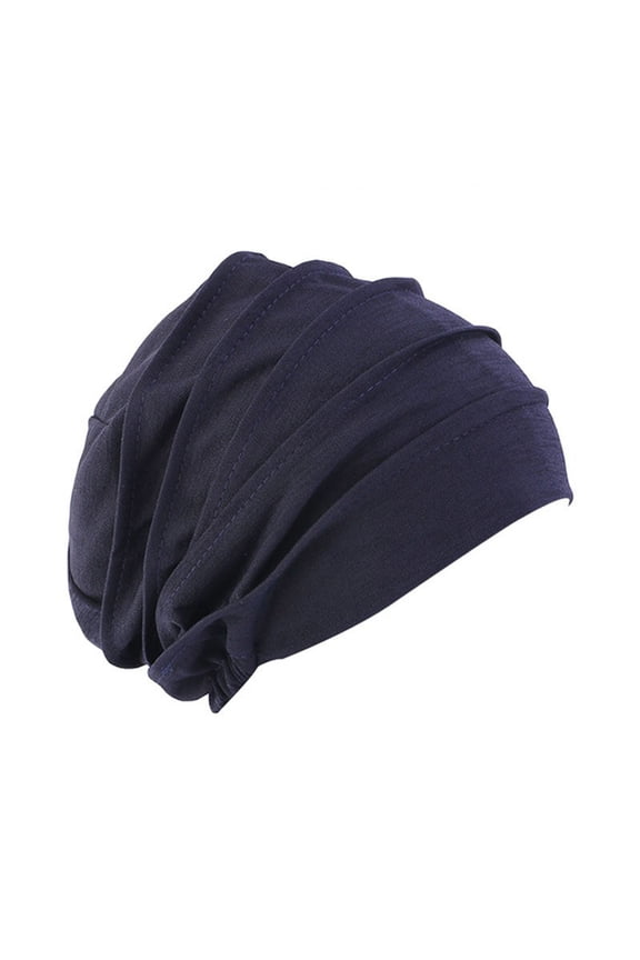 Women’s Multi Ruched Stretch Full Coverage Home Wrap Turban with Elastic Gathered Fit for Daily Skincare Blue