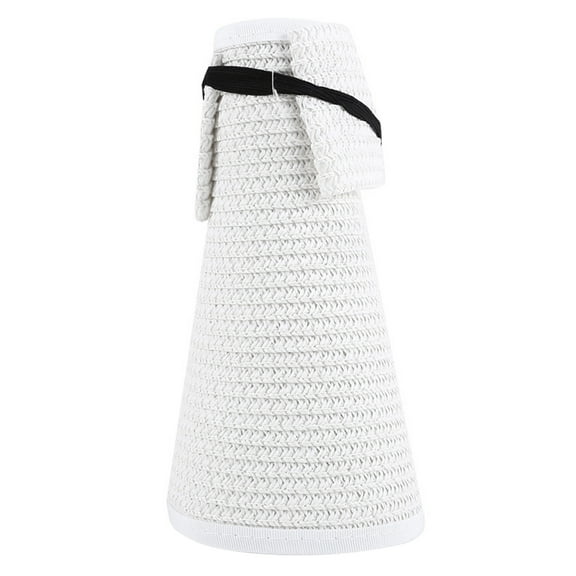 Mwjwdo Women’s Outdoor Woven Sun Visor with Rollable Crown & Rear Elastic Drawstring for Rural Rides White
