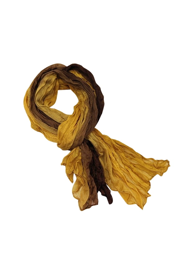 Women’s Pleated Floral Chiffon Wrap Light Soft Silky Texture Multi Wear Design For Indoor Leisure Yellow