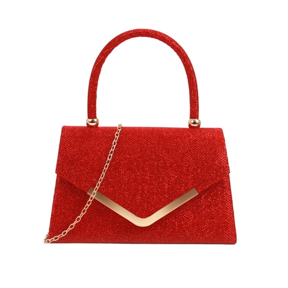 Mwjwdo Women's Pleated Shiny Rhinestone Formal Handbag, Multi-use Crossbody & Wristlet Evening Bag for Party Wedding Occasions Red