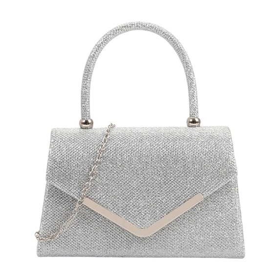 Mwjwdo Women's Pleated Shiny Rhinestone Formal Handbag, Multi-use Crossbody & Wristlet Evening Bag for Party Wedding Occasions Silver