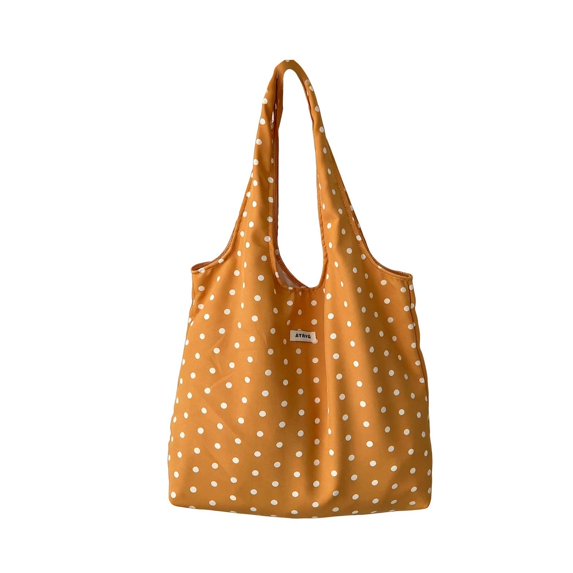Mwjwdo Women's Polka Dot Print Retro Underarm Tote Bag, Lightweight Soft Fabric Single Shoulder Shopper Handbag Yellow