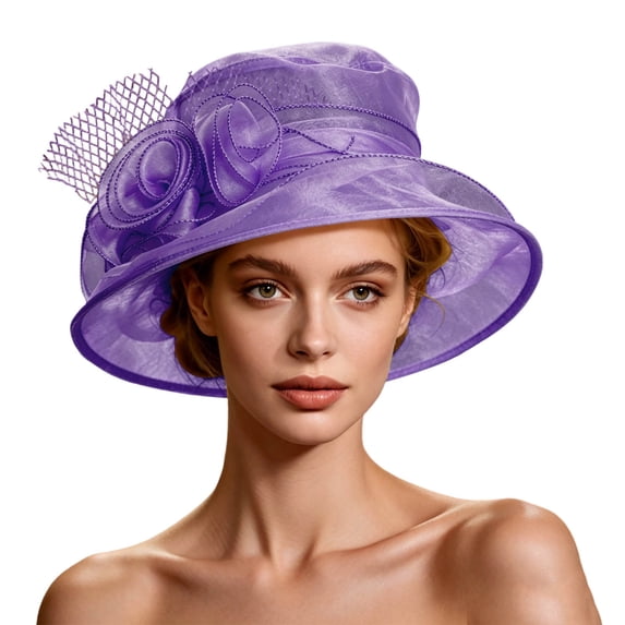 Mwjwdo Women’s Rear Bow Ponytail Sun Cap with Back Cutout and Loose Adjustable Circumference for Lake Outings Purple