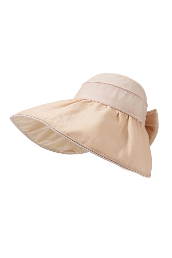 Women’s Rear Bow Wide Brim Sun Bucket Cap with Gathered Crown Tailoring for Weekend Outings Yellow