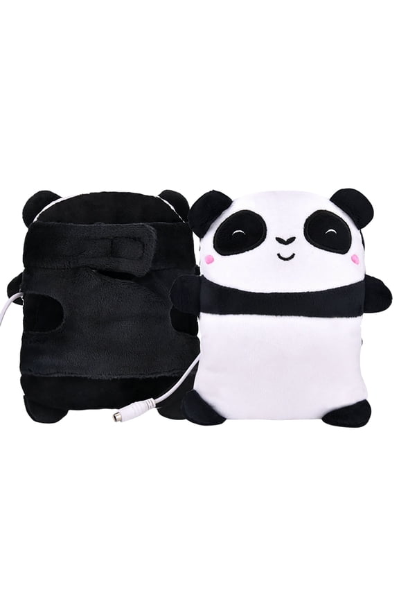 Women’s Rechargeable USB Heated Mitten Gloves Temp Adjustable 3D Panda Appliqué Flip Top Convertible Tips for Toddler Playdates Multicolor