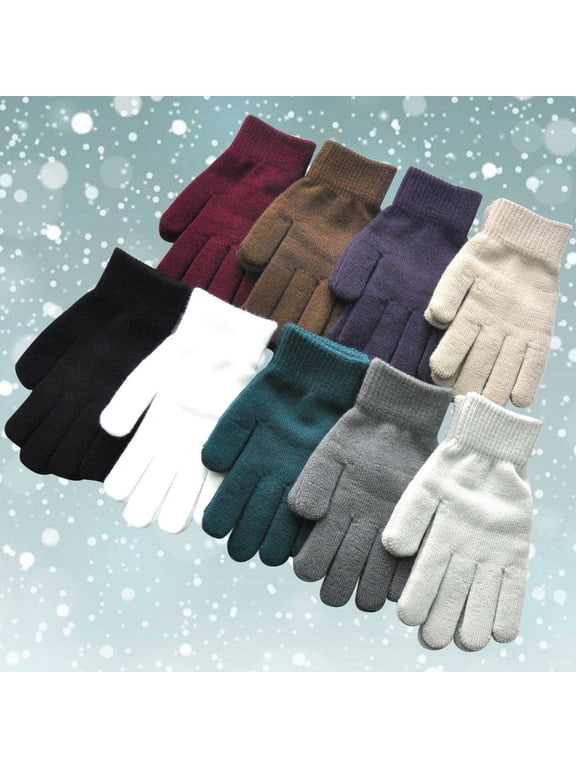 Women’s Rib-Knit Lined Gloves Multi-Shade Palette Stretch Palm Fit for Campus Wandering Trips Multicolor
