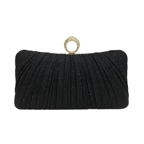 Mwjwdo Women's Round Ring Handle Evening Clutch Bag, Large Capacity Zipper Crossbody Handbag for Prom Wedding Formal Party Black