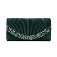 thumbnail image 1 of Mwjwdo Women's Ruched Rhinestone Glitter Evening Clutch, Sparkly Chain Crossbody Purse for Wedding Cocktail & Banquet Events Army Green, 1 of 9
