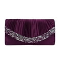 thumbnail image 1 of Mwjwdo Women's Ruched Rhinestone Glitter Evening Clutch, Sparkly Chain Crossbody Purse for Wedding Cocktail & Banquet Events Purple, 1 of 6