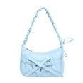 thumbnail image 1 of Mwjwdo Women's Ruched Strap Bow Decor Underarm Crossbody Bag, Drawstring Casual Shoulder Purse for Spring Daily Wear Blue, 1 of 5