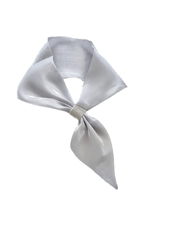 Women’s Slim Cross Neckerchief Multi Wear As Hair And Bag Strap Soft Thin Chiffon For Office Styling Gray