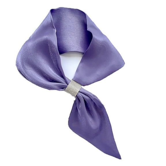 Mwjwdo Women’s Slim Cross Neckerchief Multi Wear As Hair And Bag Strap Soft Thin Chiffon For Office Styling Purple