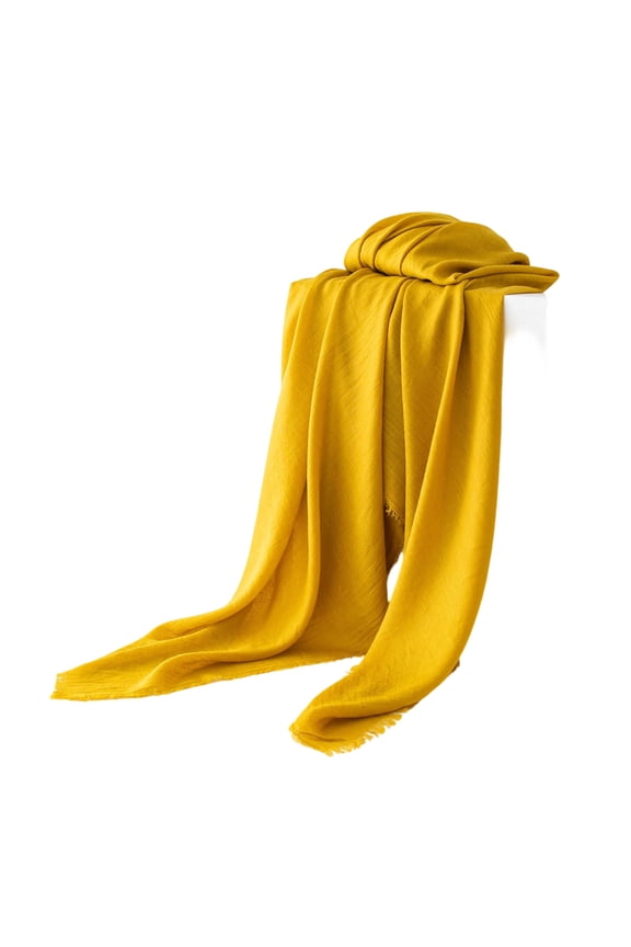 Women’s Solid Light Chiffon Wrap Built In Sun Shield Soft Thin Fabric For Library Visits Yellow