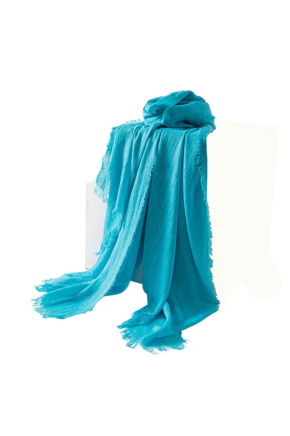 Women’s Solid Light Sun Wrap Soft Gauze Silky Lightweight Cut For Summer Jogging Blue