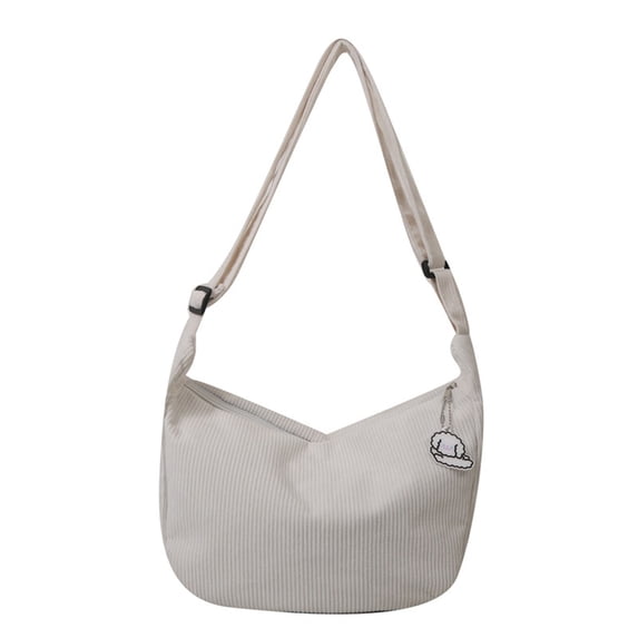 Mwjwdo Women's Solid Lightweight Nylon Dumpling Sling Bag, Minimalist Half Moon Crossbody Shoulder Handbag for Casual Daily Outfit Messenger Bag White