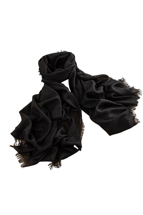 Women’s Solid Thin Sun Wrap Light Gauze Soft Silky Texture Relaxed Fit For Park Strolls Black