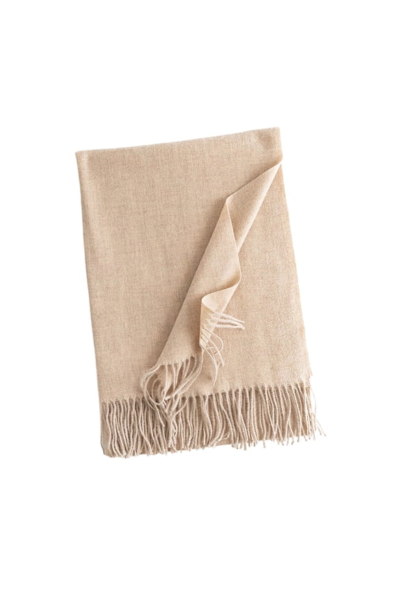 Women’s Solid Warm Knit Wrap Thick Soft Textured Lining Light Cut For Winter Hiking Beige