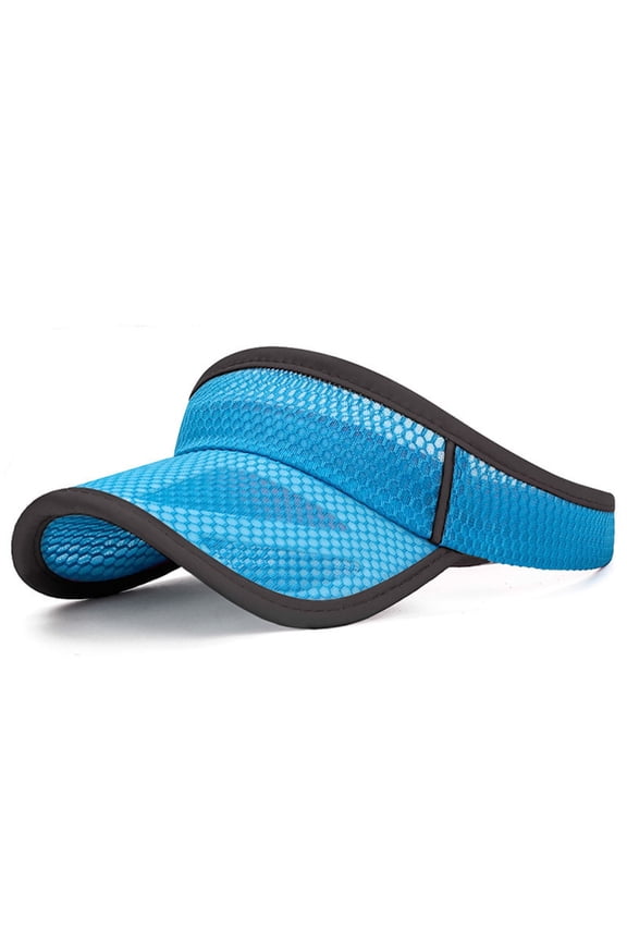 Women’s Sport Visor Cap with Full Mesh Vent & Ponytail High Rear Cut for Morning Runs Blue