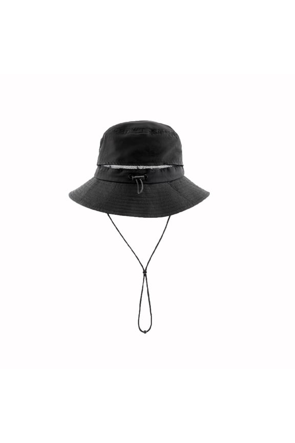 Women’s Trek Sun Boonie Hat with Crown Mesh Drawstring & Flat Extended Shade Brim for Mountain Camps Black