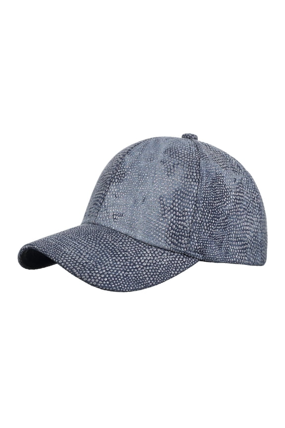 Women’s Trend Wide-Brim Baseball Cap All-Over Tiny Rhinestone Elastic Crown for Riverside Walks Blue