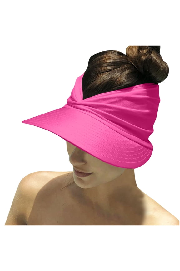 Women’s Twisted Knot High Ponytail Sun Visor with Top Hollow Cutout for Outdoor Jogging Pink