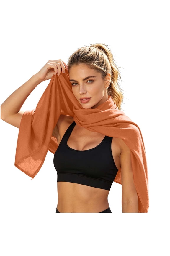 Women’s Two-Way Cotton Wrap Built In Sun Shield Light Soft Gauze Texture For Office Wear Red