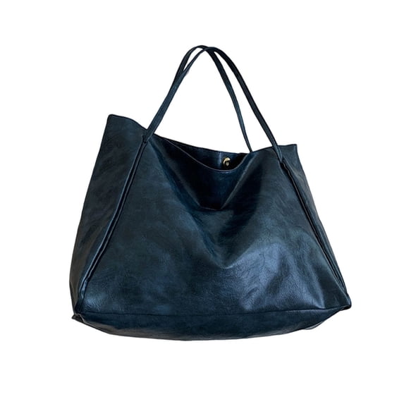 Mwjwdo Women's Vintage Soft Faux Leather Bucket Tote Bag, Solid Color Large Capacity Top Handle Crossbody Shoulder Purse for Daily Commute Blue