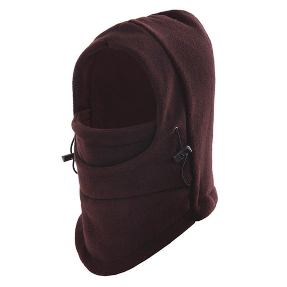 Mwjwdo Women’s Winter Fleece Balaclava with Full Face Cover & Side Drawstring for Rural Rides Brown