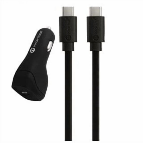 Mworks! Mpower! Pd Car Charger 6 Ft Type-C To Type-C Cable Black