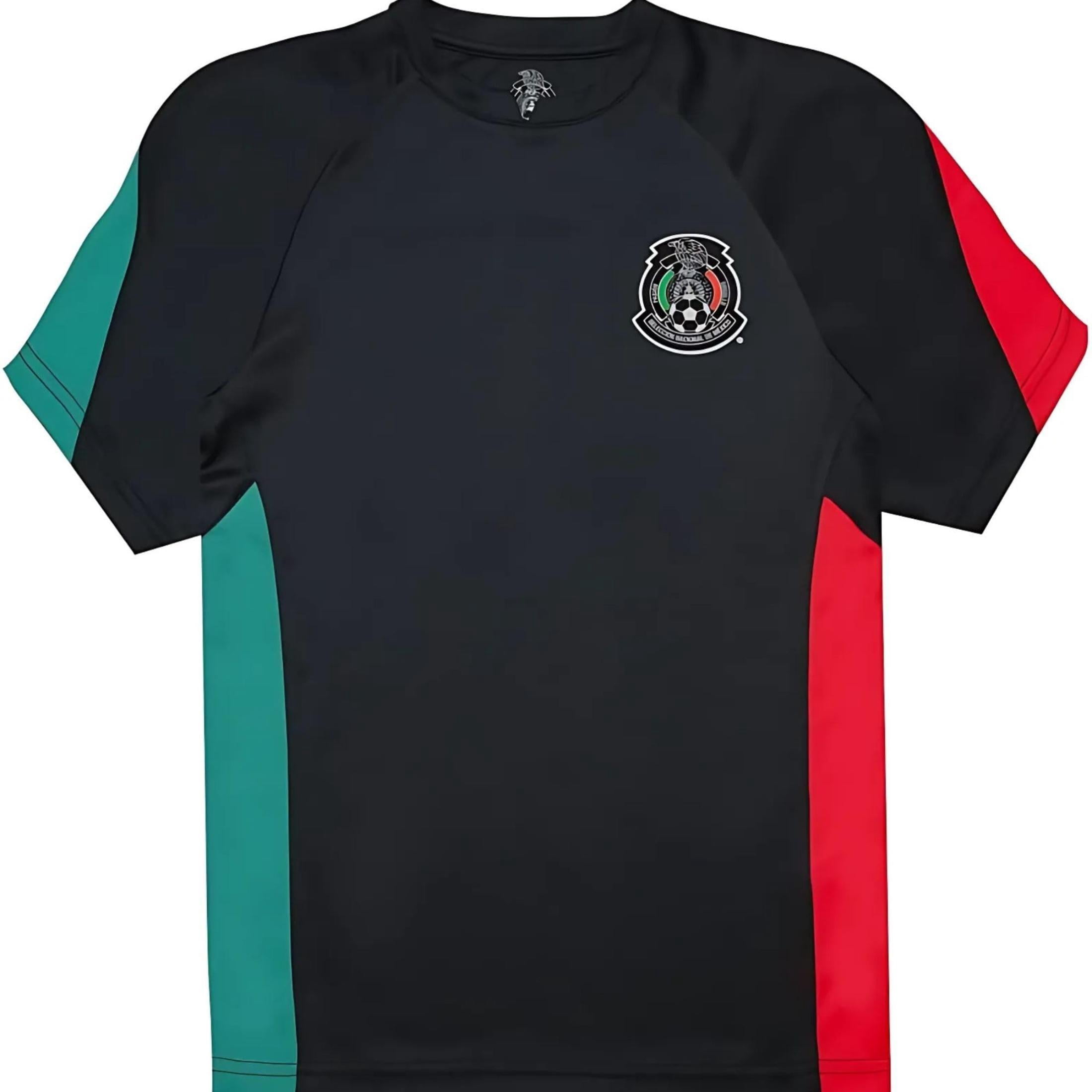 Icon Sports Official Licensed Mexico National Soccer Day Game Day Shirts Athletic Active Training Game Tee Top |Striker,Black, Large