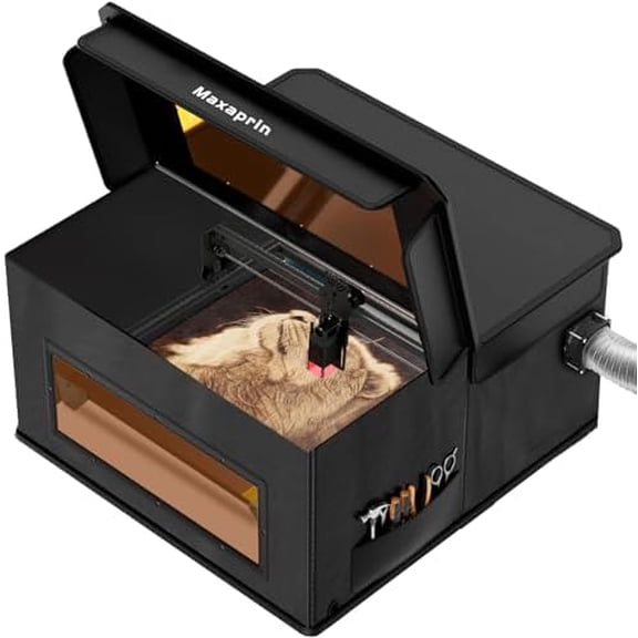 Mxaprin Laser Engraving Machine housing, Foldable Simple Laser Cutting Machine Protective Cover with Fan and air Duct, Smoke-Proof, Eye Protection, Suitable for Most Laser Engraving Machines