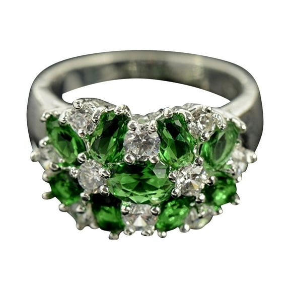Mxee Clearance Rings for Women Women's 925 Silver Plated Inlaid Zircon Gem Ring