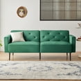 thumbnail image 1 of Mxfurhawa Futon Sofa Bed, 74" Convertible Sleeper Couch, Upholstered Loveseat with Adjustable Back, Arms and Metal Legs, Memory Foam Cushion, Suit for Living Room Office(Velvet - Emerald), 1 of 1