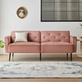 thumbnail image 1 of Mxfurhawa Futon Sofa Bed, 74" Convertible Sleeper Couch, Upholstered Loveseat with Adjustable Back, Arms and Metal Legs, Memory Foam Cushion, Suit for Living Room Office(Velvet - Dark Pink), 1 of 7