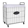 thumbnail image 1 of Mxfurhawa Laundry Hamper with Rolling Wheels Iron Wire Laundry Storage Basket, White, 1 of 7