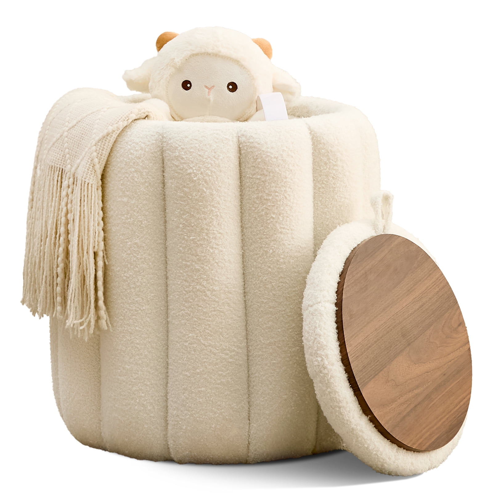 Mxfurhawa Round Ottoman with Storage Vanity Footstool Ottomans Foot ...