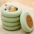 thumbnail image 1 of Mxfurhawa Round Storage Ottoman - Modern Sherpa Footstool with Flip-Top Tray, Teddy Vanity Stool, Upholstered Footrest for Living Room & Bedroom Decor (Green Small), 1 of 6