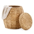 thumbnail image 1 of Mxfurhawa Handwoven Water Hyacinth Storage Basket with Lid, Off-White, 1 of 7