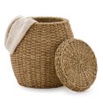 thumbnail image 1 of Mxfurhawa Round Wicker Storage Basket with Lid, Handwoven Seagrass Basket for Laundry & Blanket Organization, Multi-Scene Use, 1 of 1