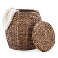 thumbnail image 1 of Mxfurhawa Storage Water Hyacinth Basket with Lid, Brown Handwoven, 1 of 7
