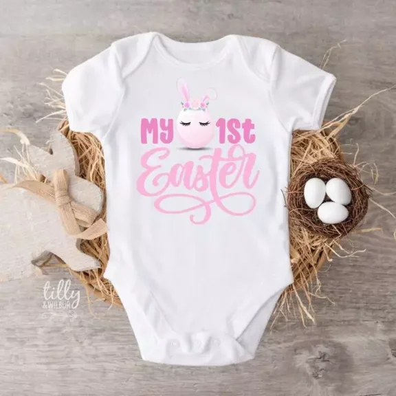 My 1St Easter Baby Bodysuit, First Easter Baby Bodysuit, Newborn Easter Gift Cute Baby Onesie, BABY BODYSUIT LAT 4424