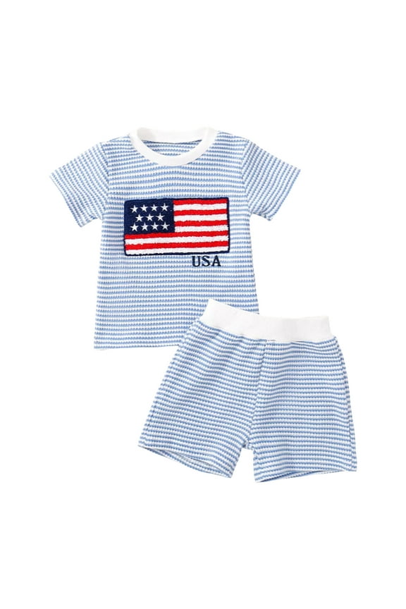 My 1st 4th of July Baby Boy Outfit Toddler Boy 4th of July Outfit Baby Boy American Flag Embroidery T Shirt Shorts Set Fourth of July Summer Clothes