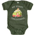 thumbnail image 1 of My 1st Christmas Camper Bodysuit for Baby Boys and Girls Christmas Outfit White on Military Green Bodysuit 12 Months, 1 of 1