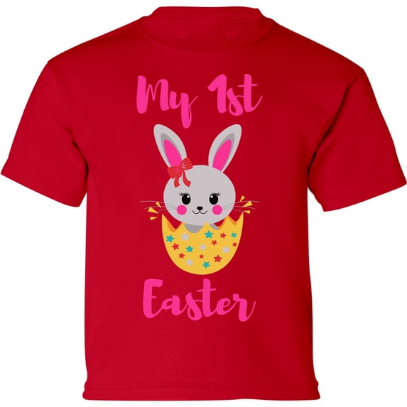 My 1st Easter Pink Bunny Graphic Shirt - Happy Easter Day Infant SHirt - Christian T-Shirt Boys Girls Outfit Gifts