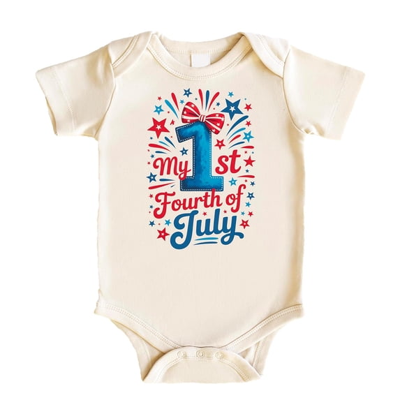 My 1st Fourth of July Baby Bodysuit Patriotic Stars & Stripes Outfit for Girls First 4th Natural Bodysuit 12 Months