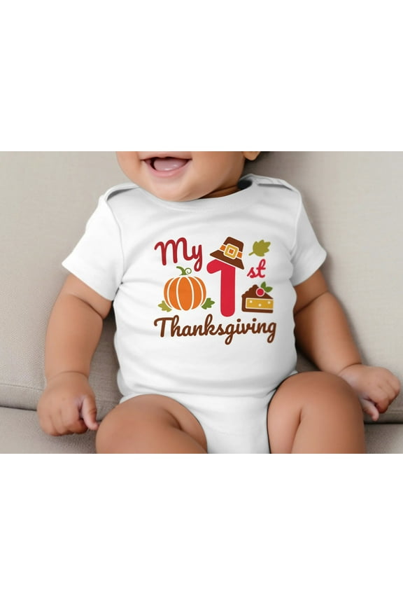 My 1st Thanksgiving Baby Bodysuit, Cute Pumpkin Infant Onesie, Autumn Fall Newborn Outfit, Baby Shower Gift, Unisex Baby Clothing, Soft