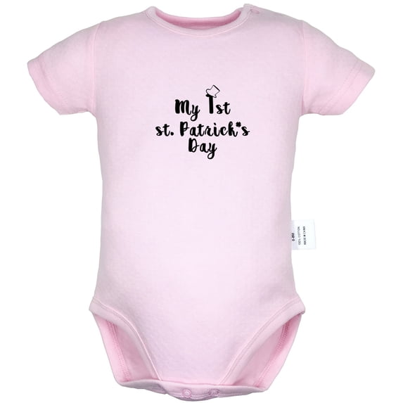 My 1st st. Patrick's Day Funny Rompers For Babies, Newborn Baby Unisex Bodysuits, Infant Jumpsuits, Toddler 0-24 Months Kids One-Piece Oufits (Pink, 6-12 Months)